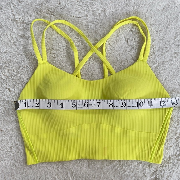 ❤️ Lululemon Like a Cloud Ribbed Longline Bra Electric Lemon Yellow Size 6 NWOT - Picture 3 of 8